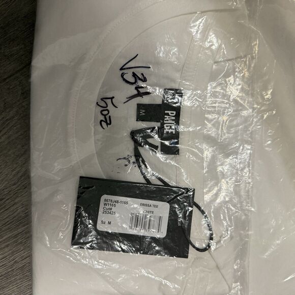 Paige Designer Women's White Erissa Cotton Flutter Sleeve Tee Top NWT Large - Picture 9 of 9